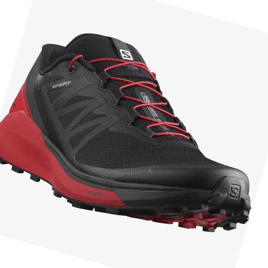 Salomon SENSE RIDE 4 Erkek Patika Koşu Ayakkabısı Siyah Kırmızı | TR 3492UZG